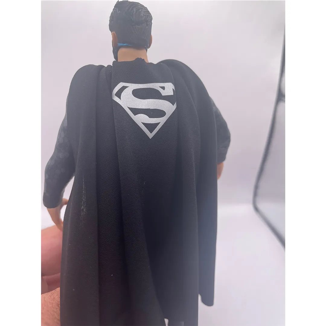 1:12 Scale Black Simple Superman Inspired Cape with Silver Logo