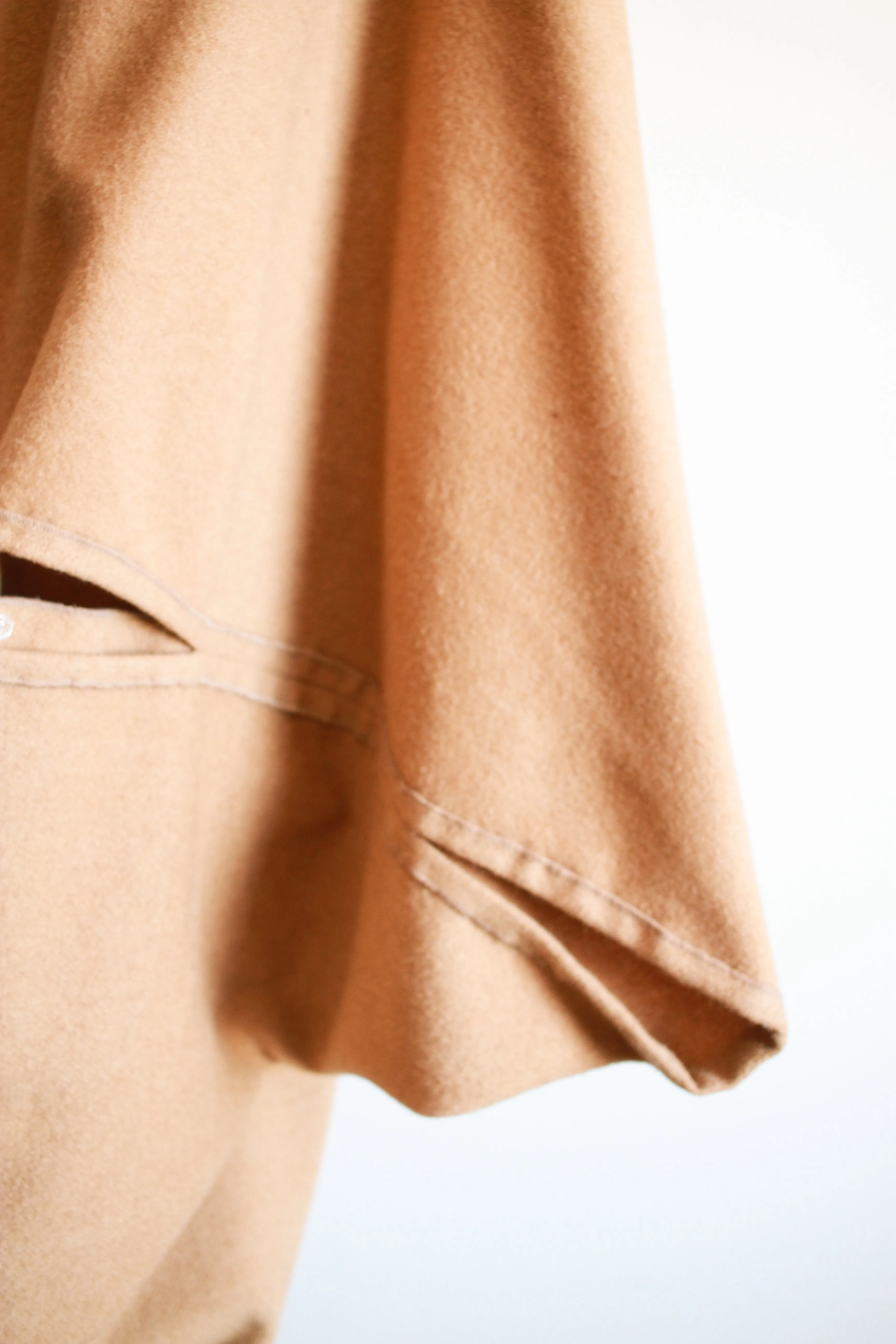 1970s Camel Wool Cocoon Draped Dolman Coat