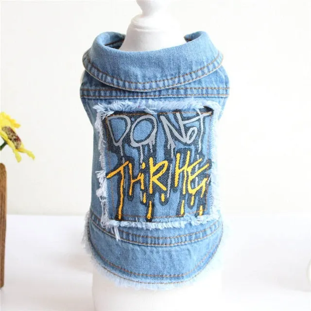 2020 Spring Denim Dog Vest Graffiti Tassel Clothes for Small Dogs Shih Tzu Yorkshire Puppy Jeans Jacket for Chihuahua ropa perro