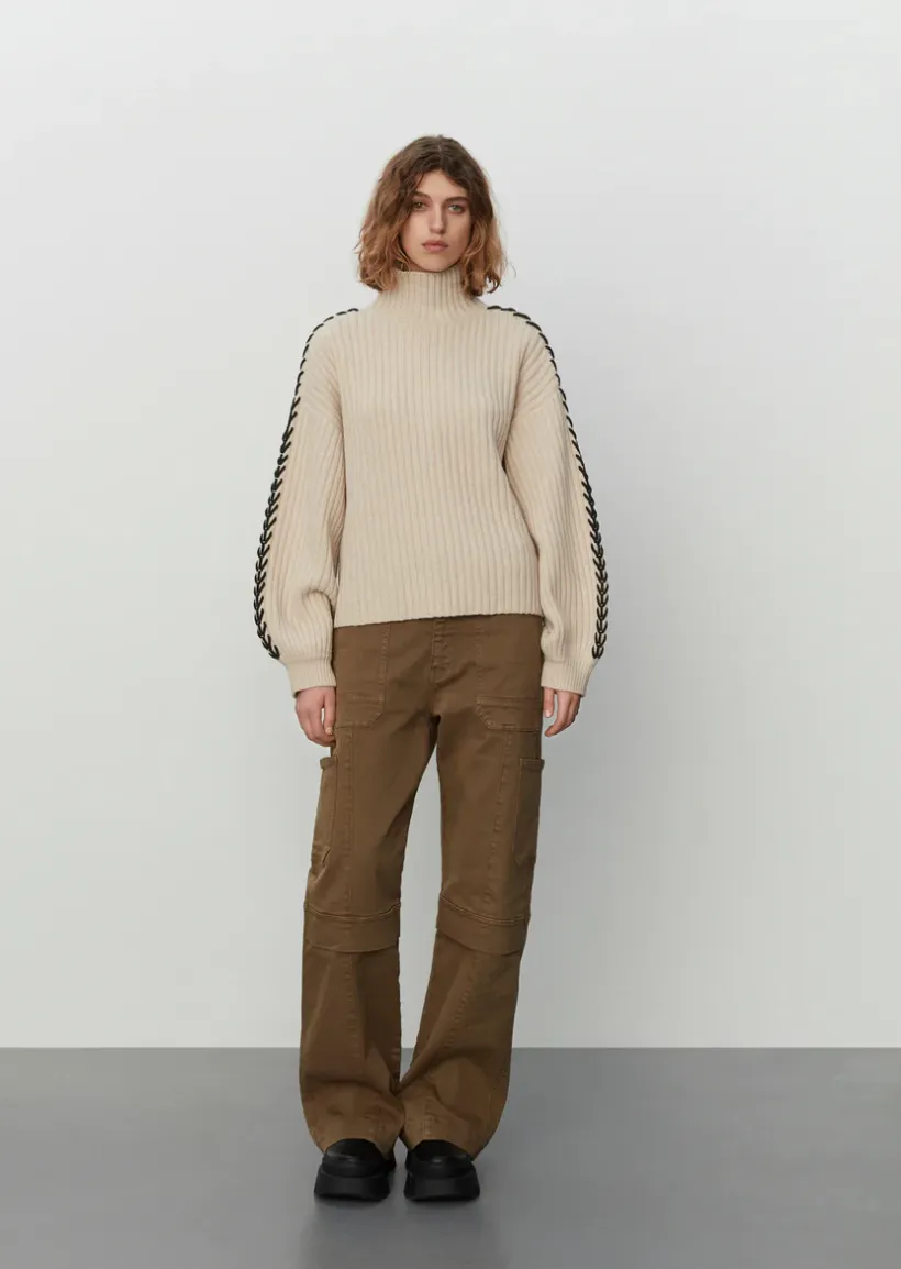 2nd Ronia Beige Turtle Neck Sweater With Arm Detail