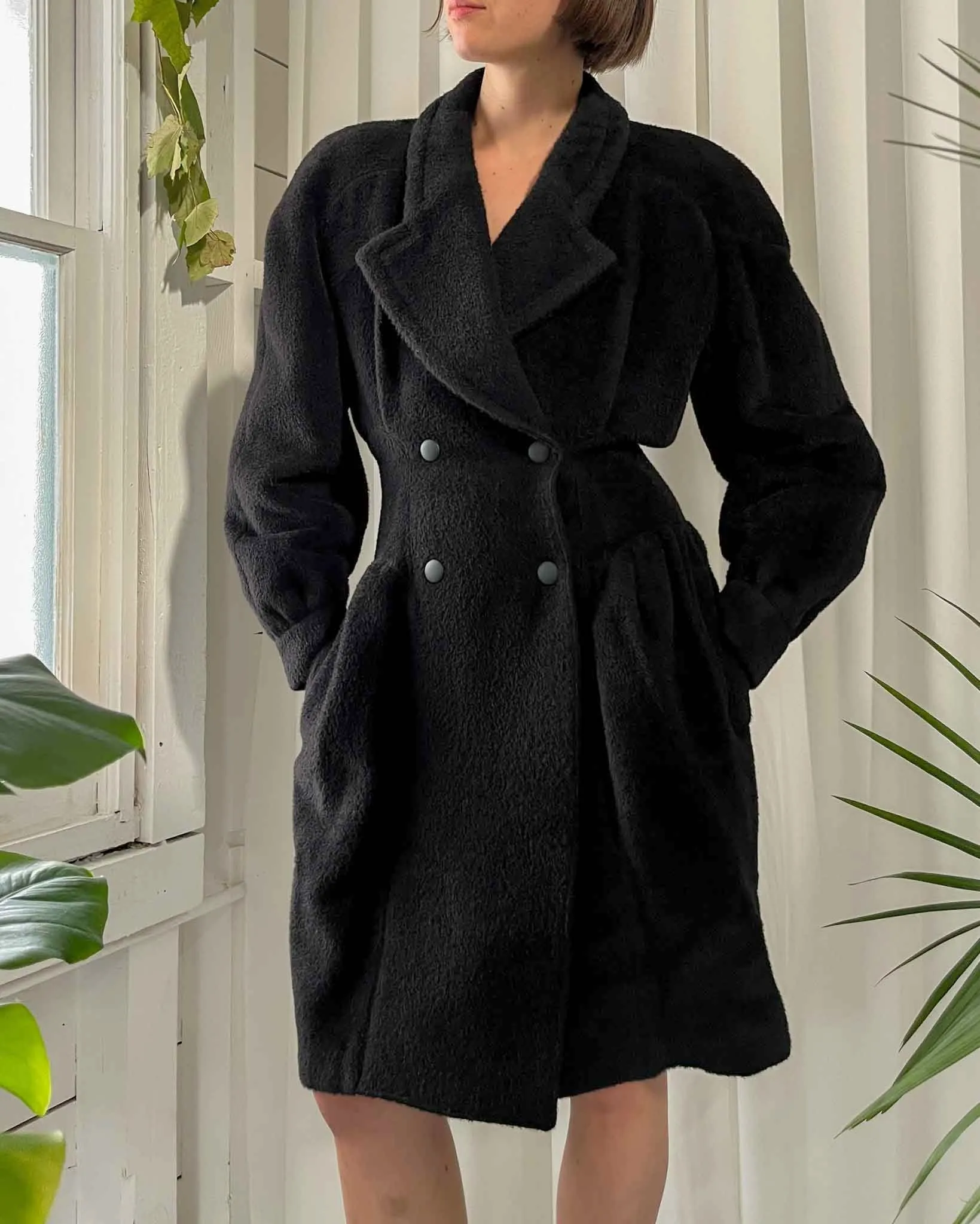 80s Mugler Alpaca Wool Coat | S