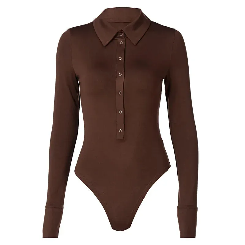 A&A Long Sleeve Button Down Bodysuit