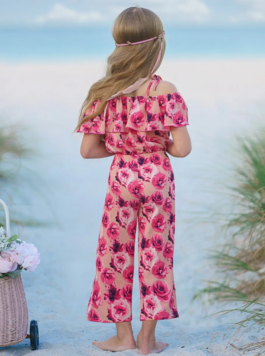 All Rose No Thorn Cold Shoulder Jumpsuit