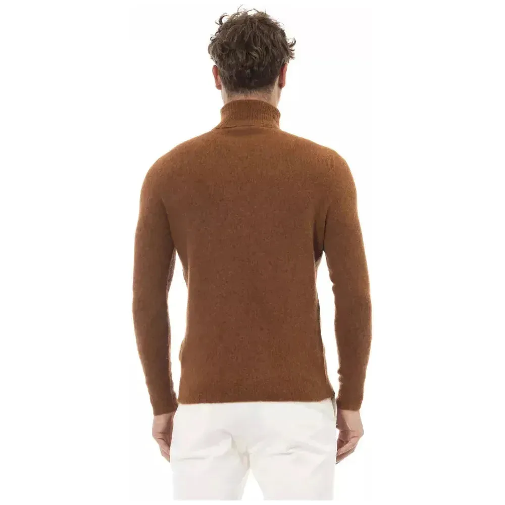 Alpha Studio Brown Alpaca Men Sweater