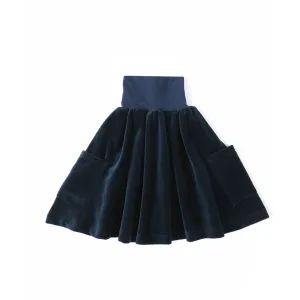 Anecdote Navy Velour High Waisted Skirt With Pockets