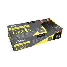 Annie Disposable Cutting Cape Black, 50ct