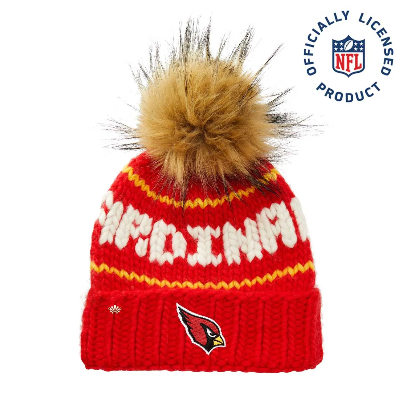 ARIZONA CARDINALS LELE SADOUGHI X NFL RED BEANIE FAUX FUR POM