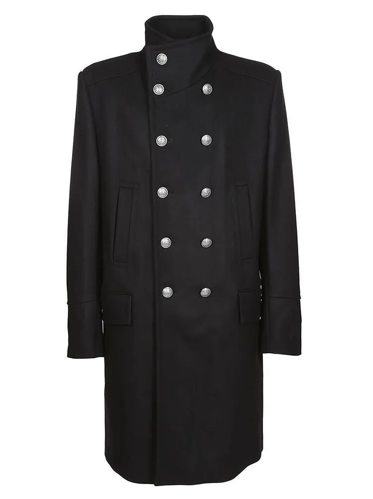 Balmain Double Breasted Turtleneck Coat