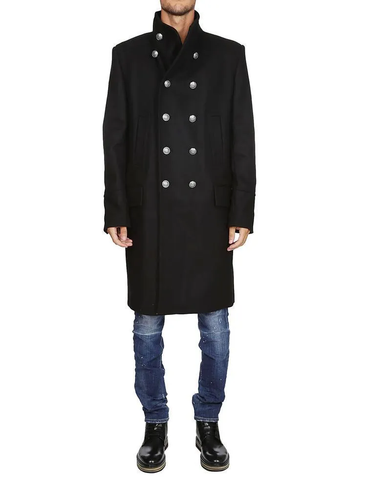 Balmain Double Breasted Turtleneck Coat