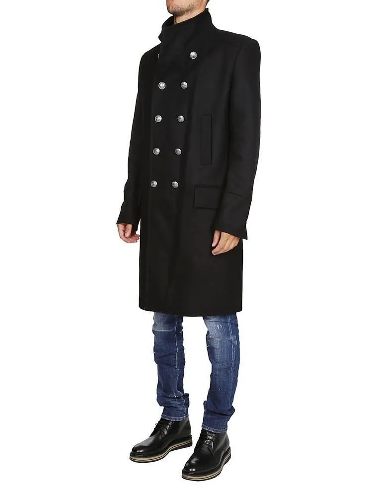 Balmain Double Breasted Turtleneck Coat