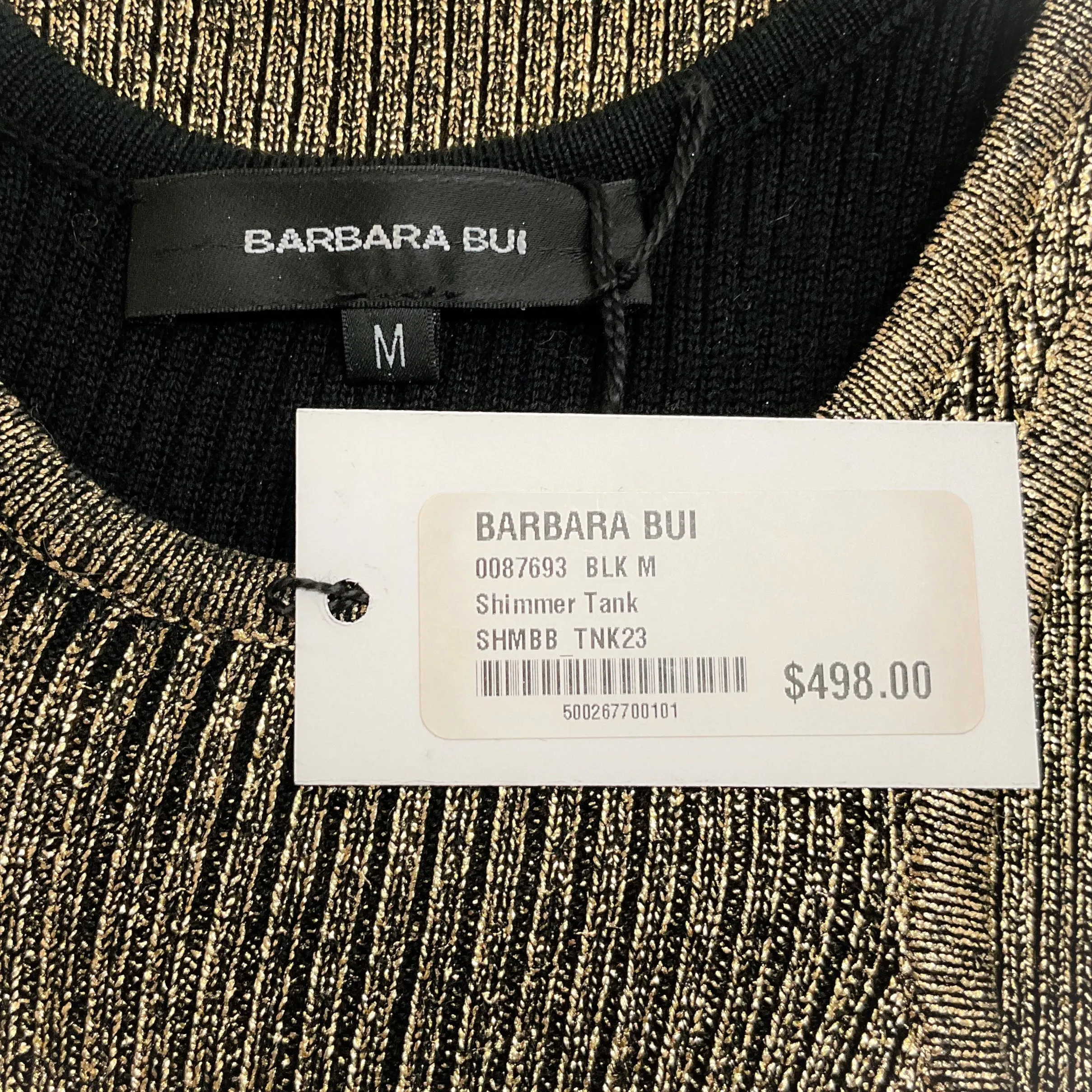 Barbara Bui Black / Gold Knit Shimmer Tank