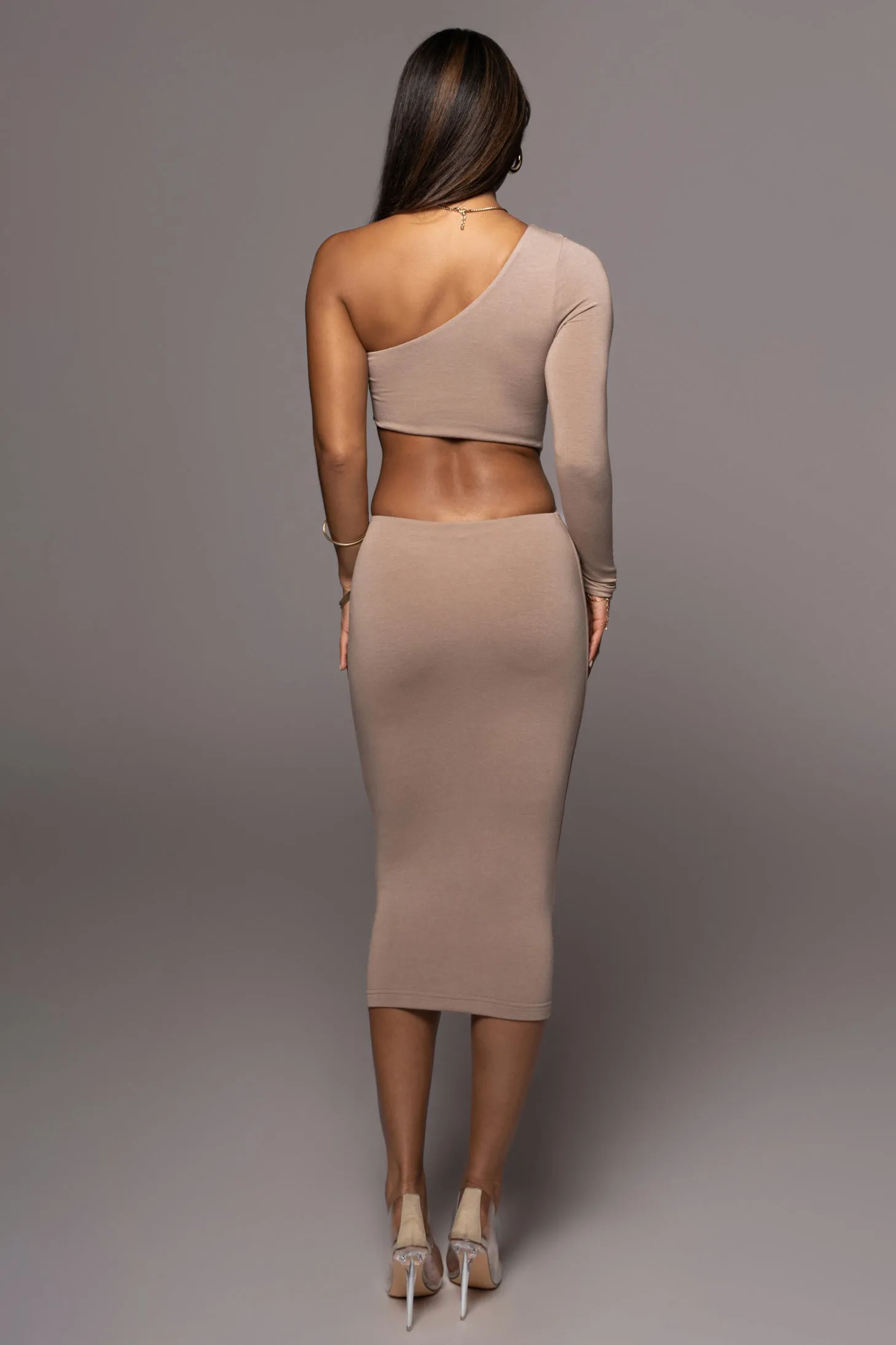 Beige Yours Truly Midi Dress