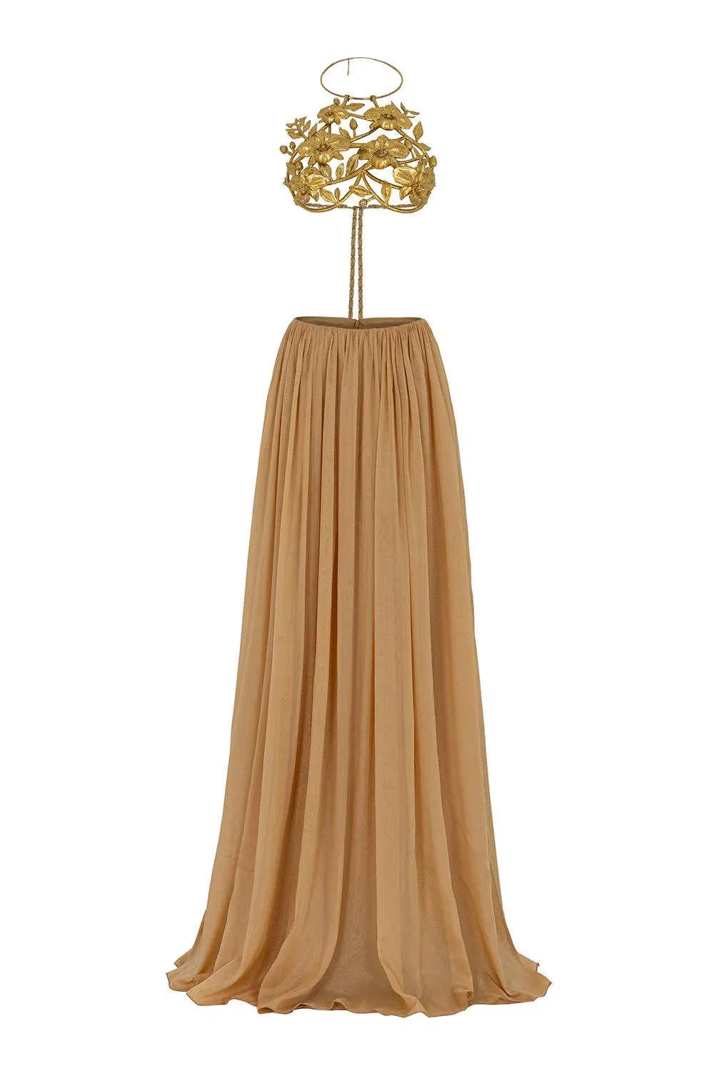 Betty Gathered Draped Chiffon Floor Length Skirt