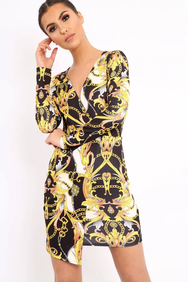 Black Chain Print Dress - Hollee