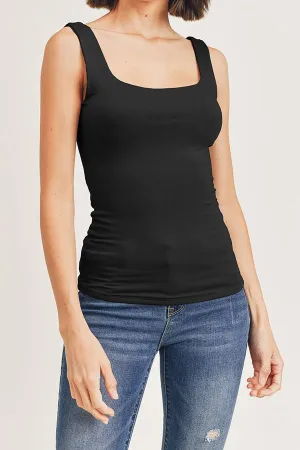 Black Square Neck Crop Tank