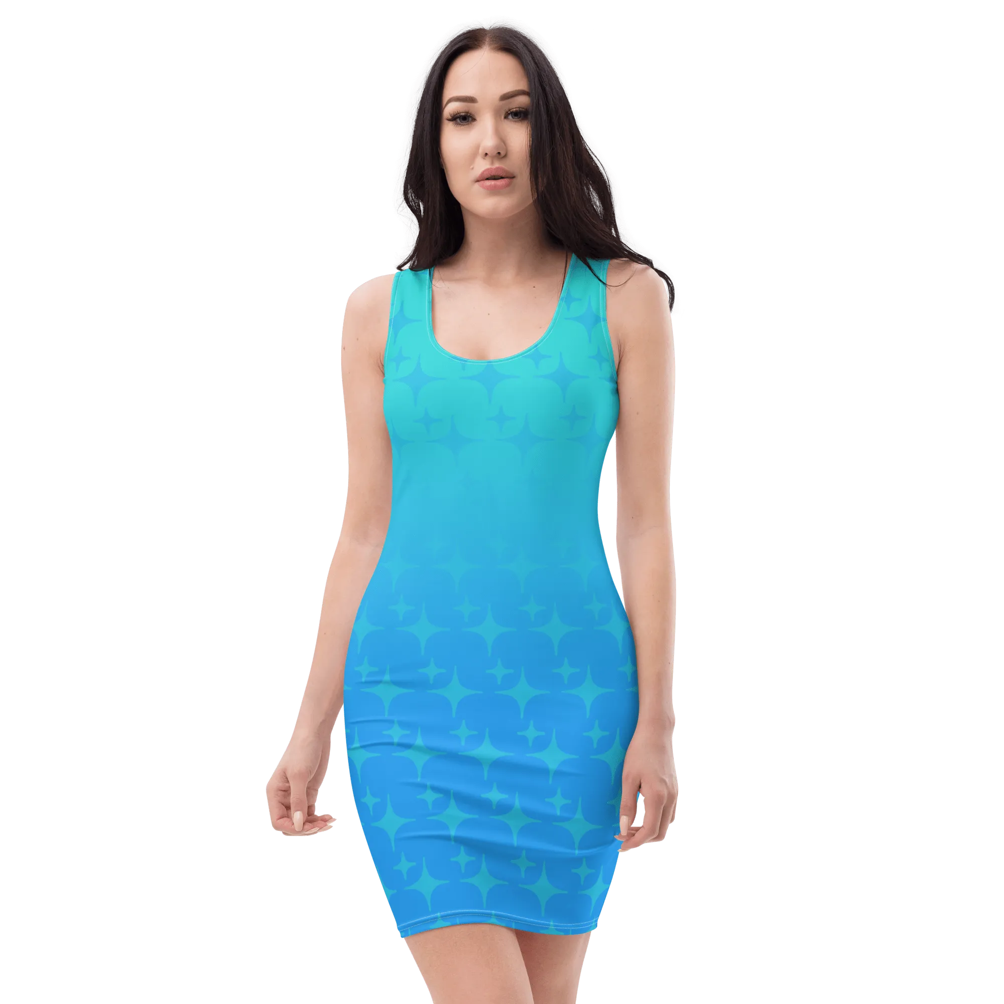 Blue Ghost Sparkle Bodycon Tank Dress (Adult XS-XL)