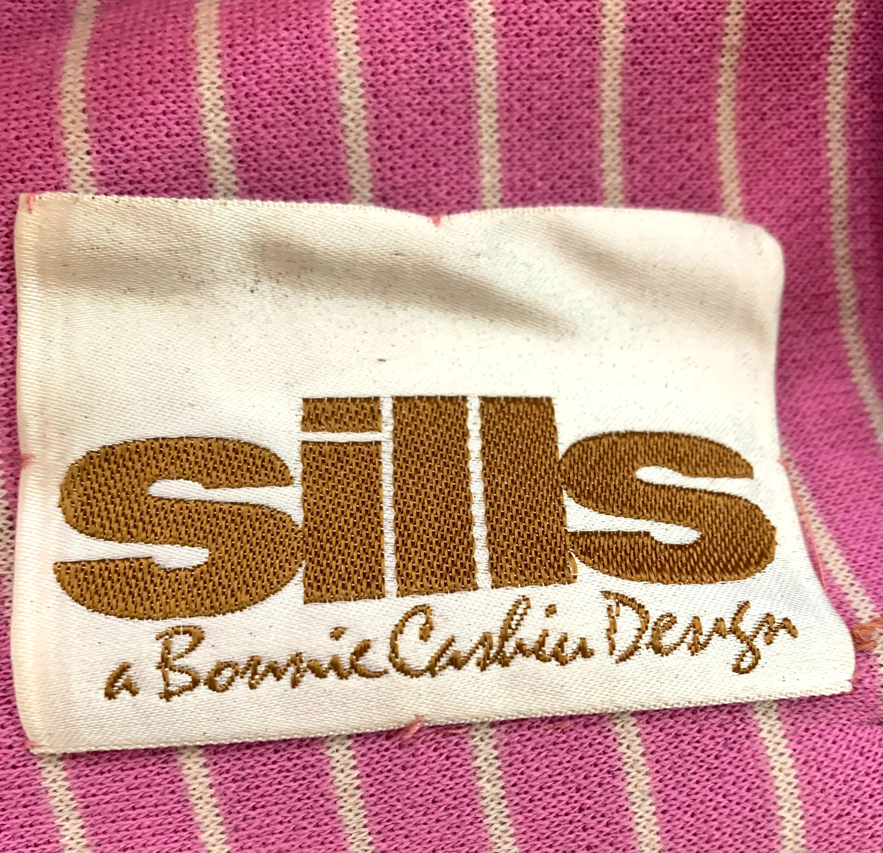 Bonnie Cashin for Sills 60s Blue and Pink Striped Coat and Dress Ensemble