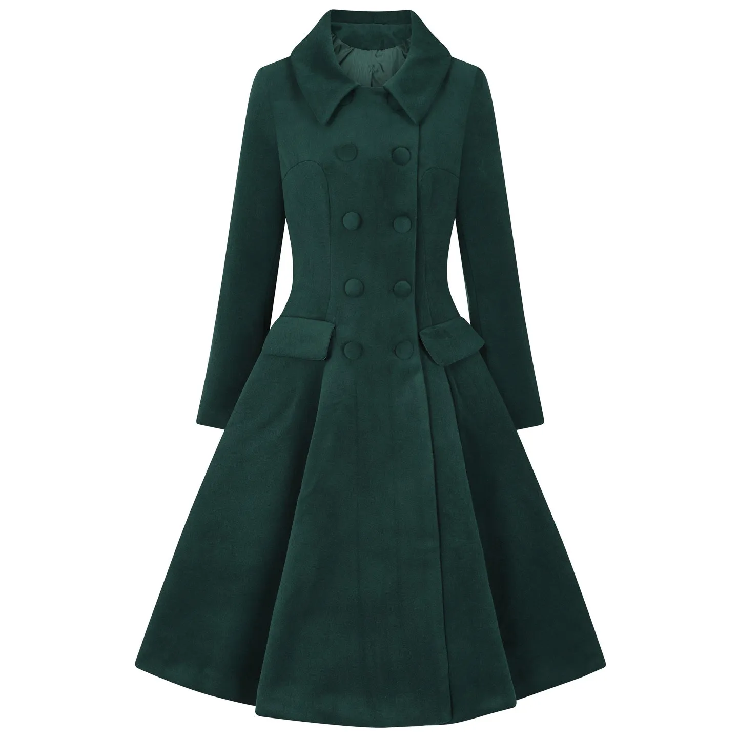 Bottle Green Vintage Inspired Classic Swing Coat