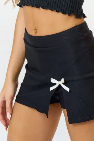 Bow Slit Skort Black