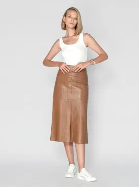 BRONTE LEATHER SKIRT - CARAMEL