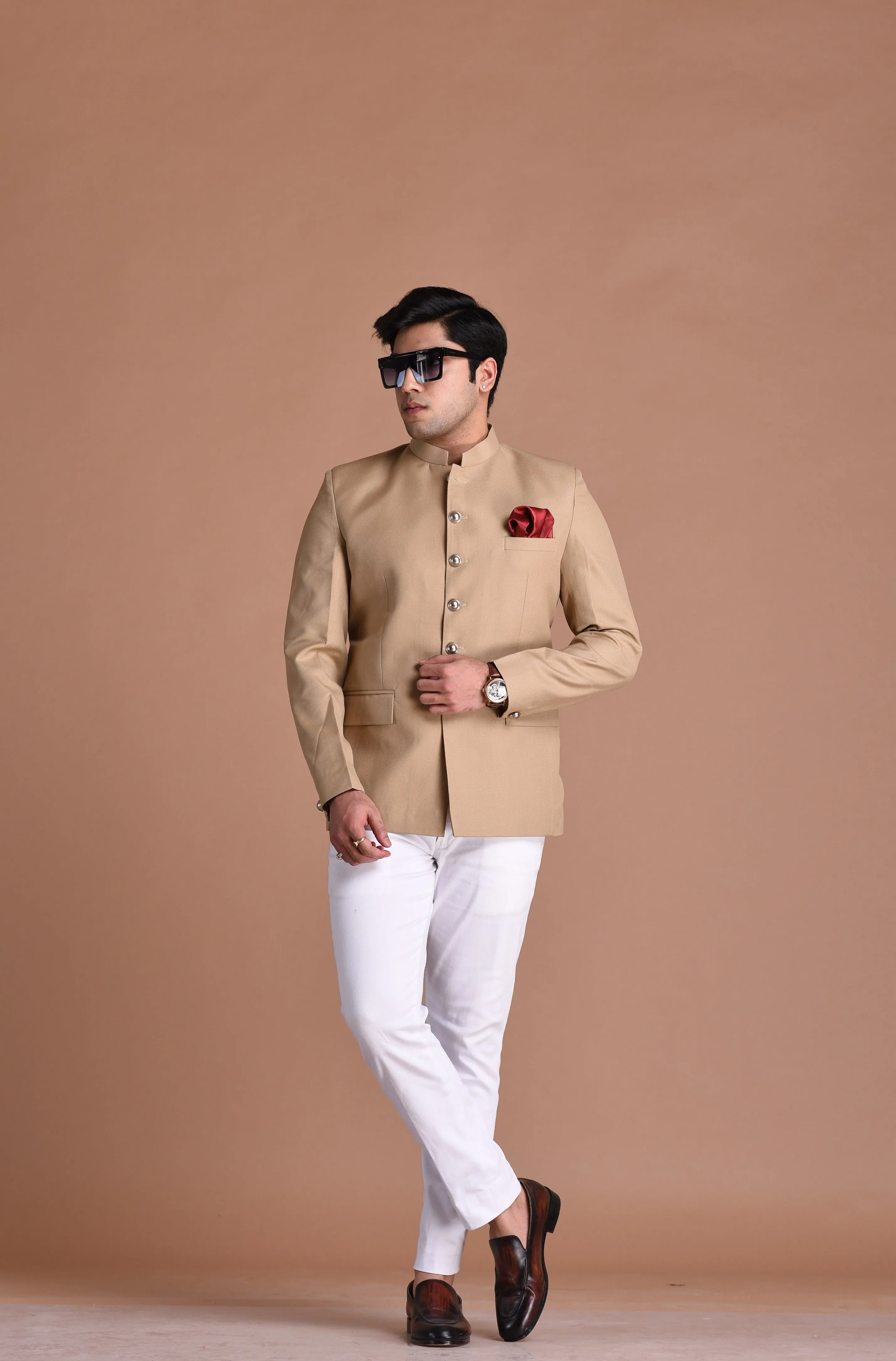 Brown Bandhgala Jodhpuri Designer Blazer With White Trouser | wedding Functions | Perfect for formal Party Wear