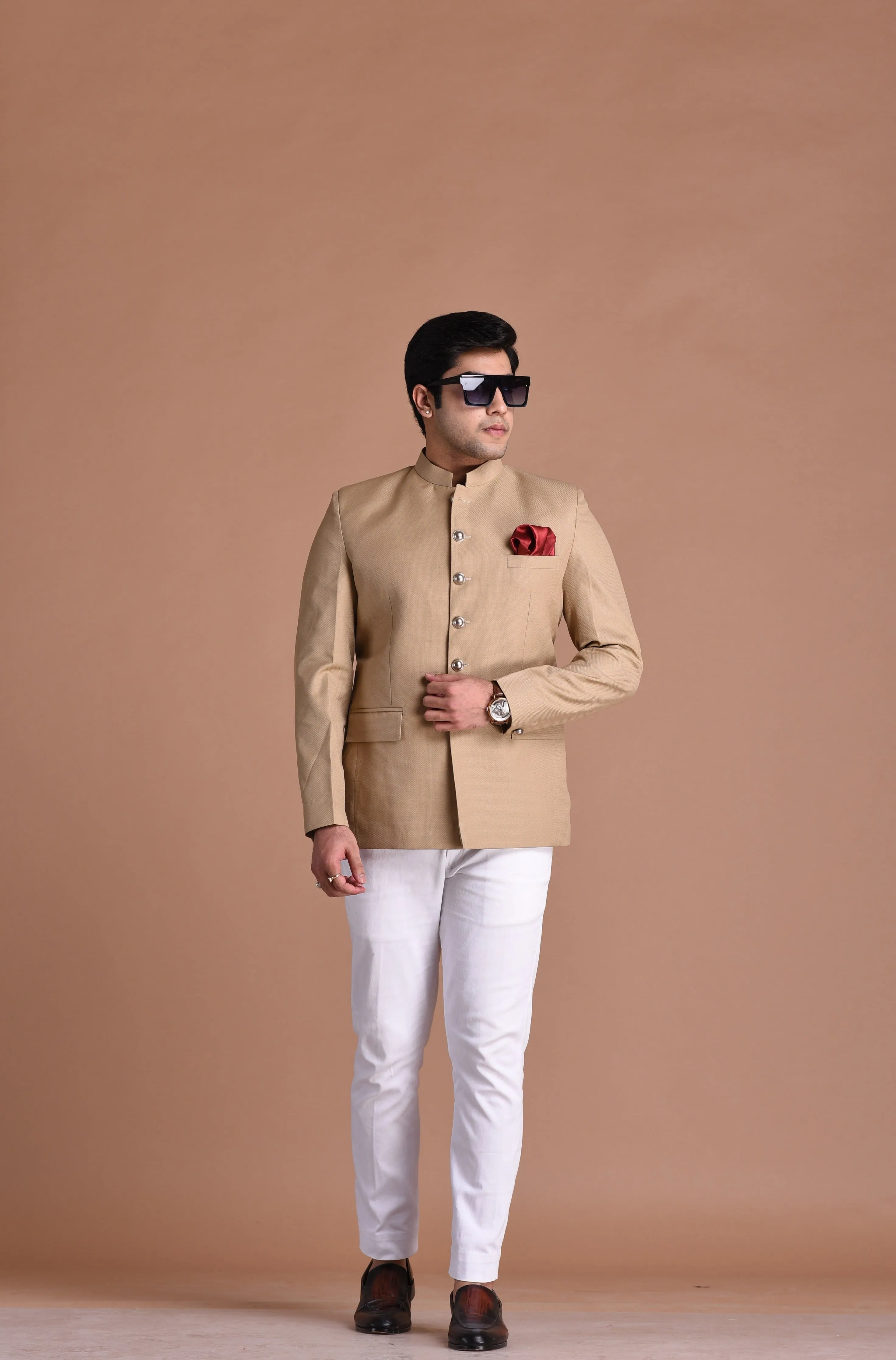 Brown Bandhgala Jodhpuri Designer Blazer With White Trouser | wedding Functions | Perfect for formal Party Wear