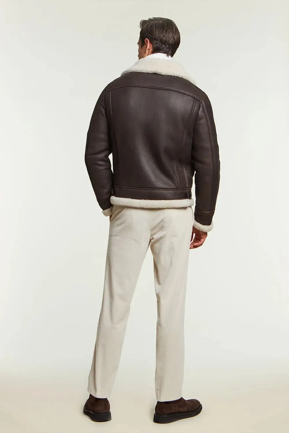 Brown shearling jacket mens