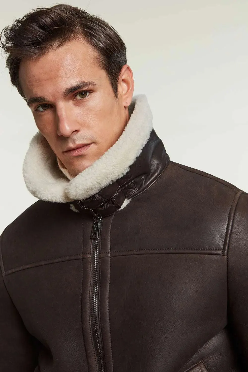 Brown shearling jacket mens