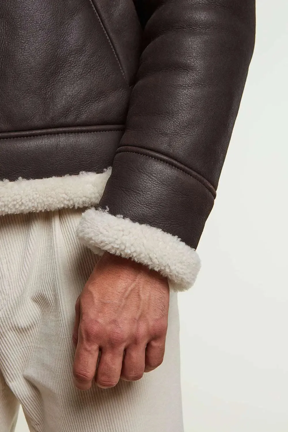 Brown shearling jacket mens