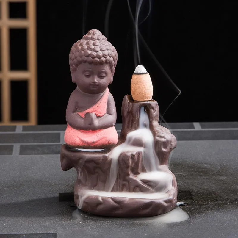 Buddha Stones  Backflow Smoke Fountain Ceramic Blessing Incense Burner Decoration