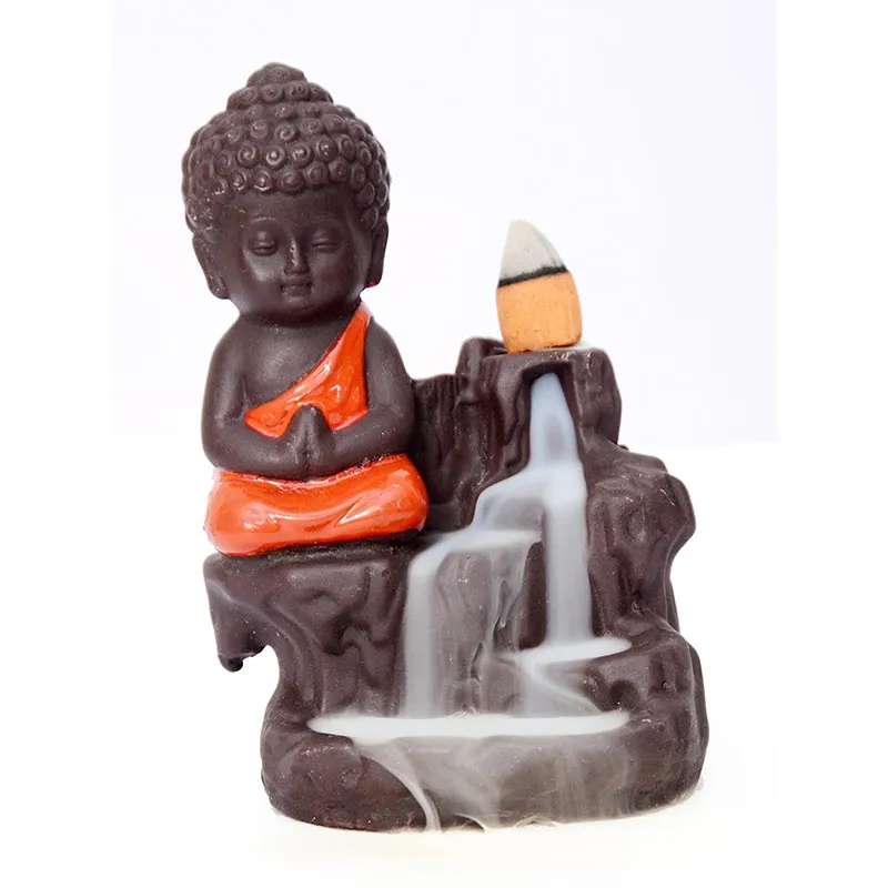 Buddha Stones  Backflow Smoke Fountain Ceramic Blessing Incense Burner Decoration