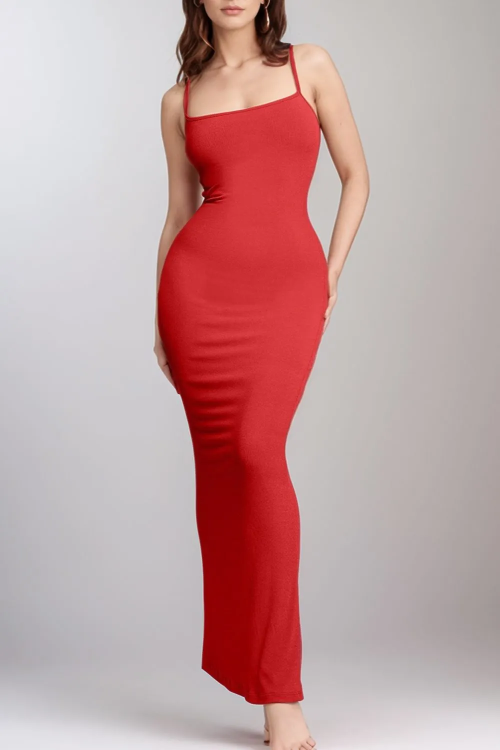 Built-In Shapewear Sleeveless Maxi Dress