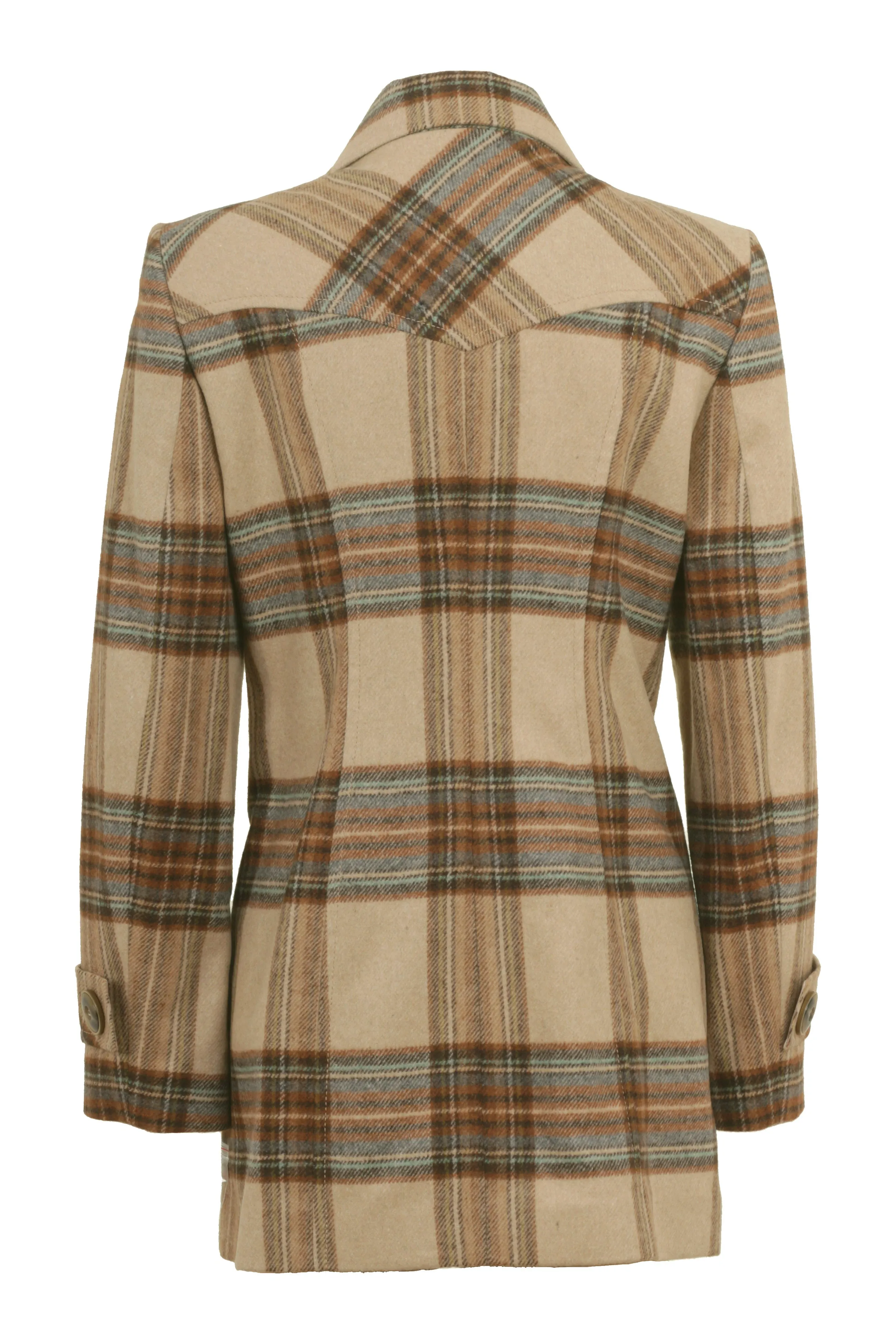 Busy Clothing Women Wool Blend Beige Check Jacket Coat