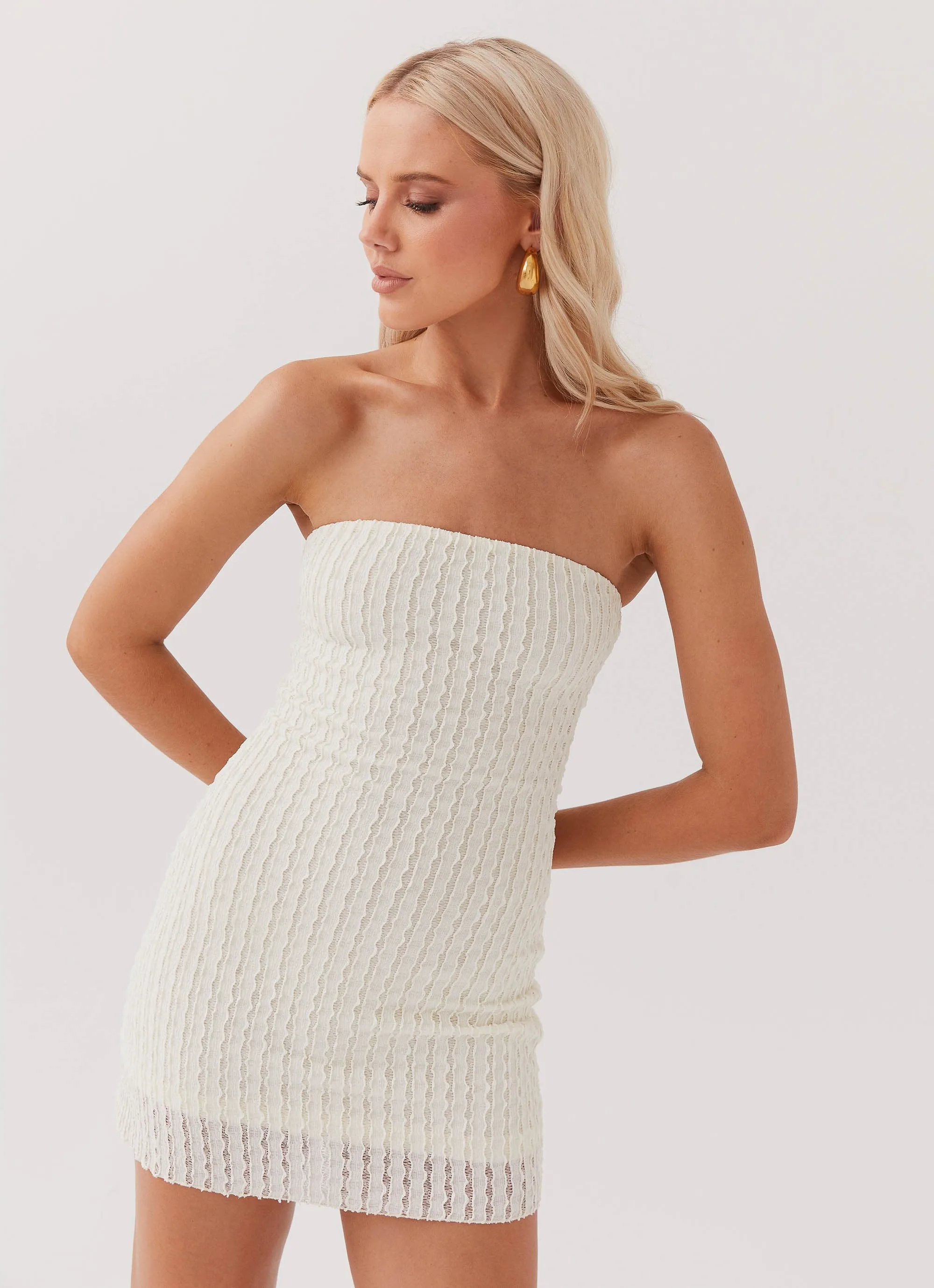 Calm Waters Knit Mini Dress - Cream