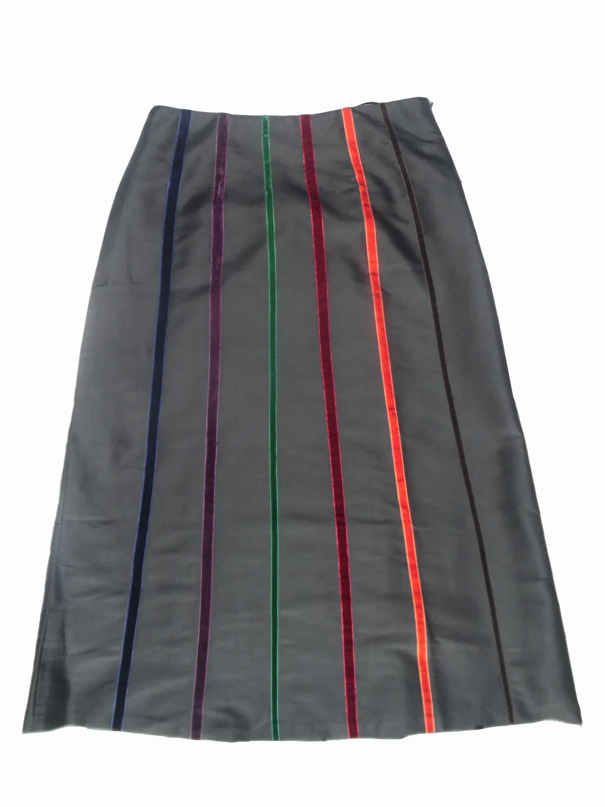 Carnival Skirt In Thai Silk And Velvet Ribbons Black