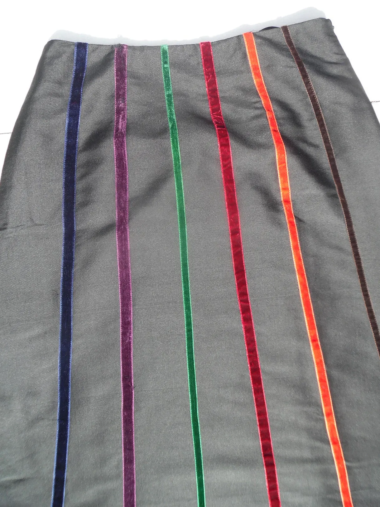 Carnival Skirt In Thai Silk And Velvet Ribbons Black