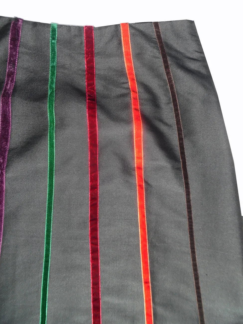 Carnival Skirt In Thai Silk And Velvet Ribbons Black