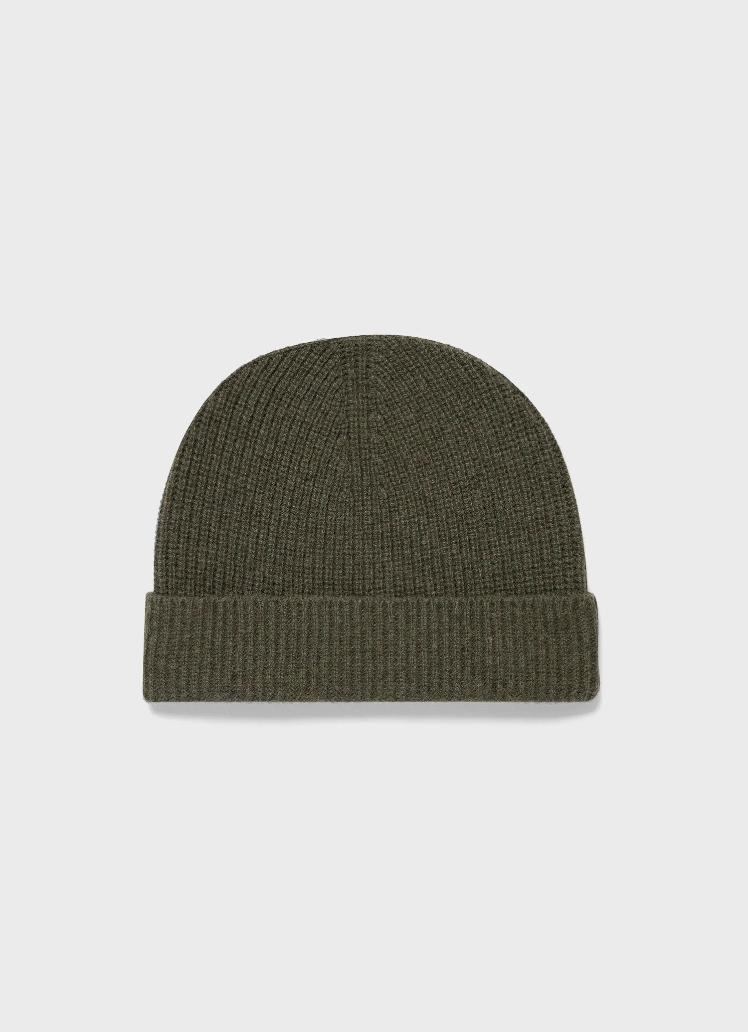 Cashmere Ribbed Hat in Khaki