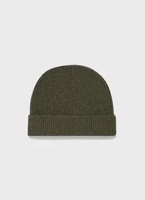 Cashmere Ribbed Hat in Khaki