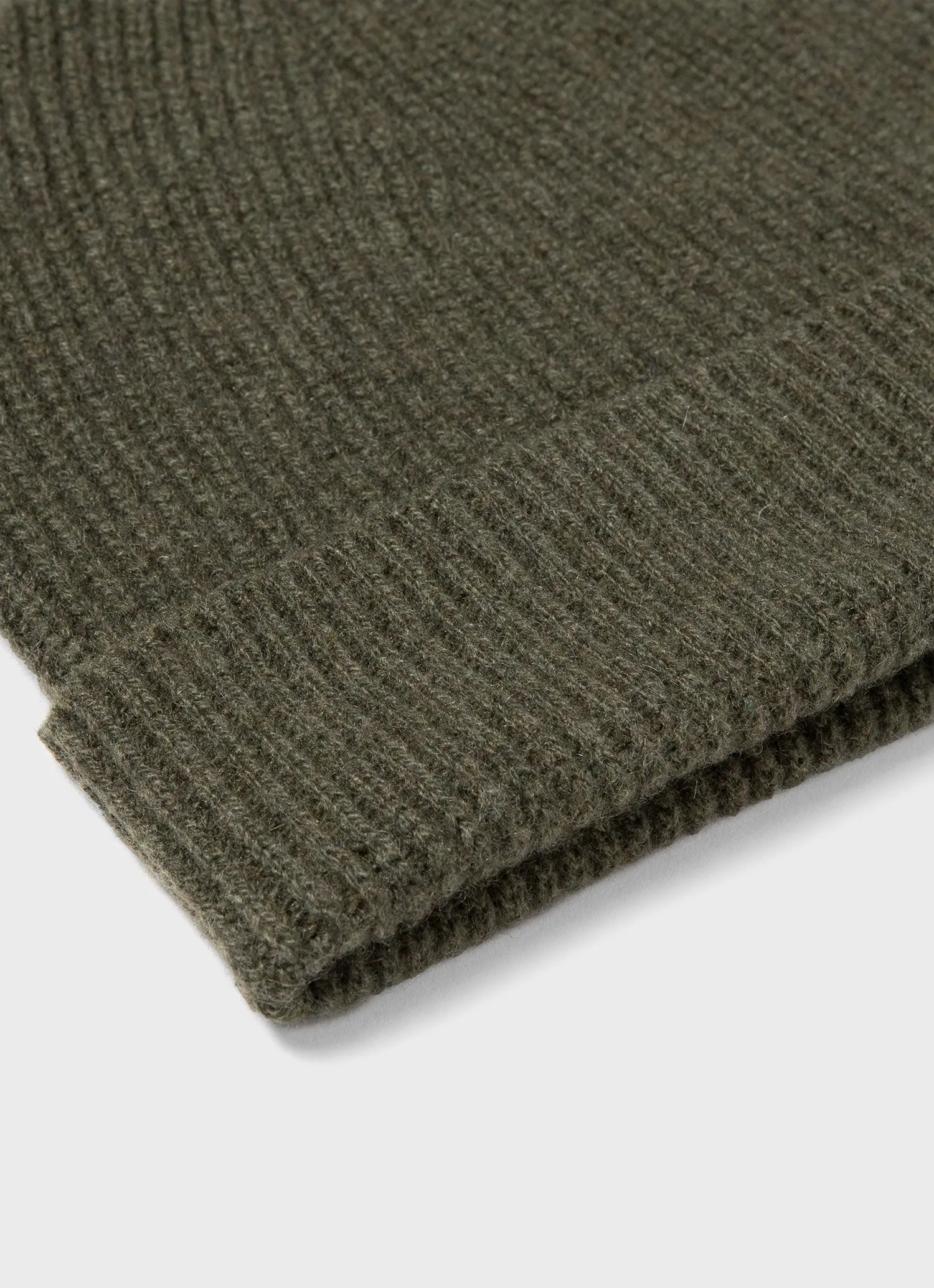 Cashmere Ribbed Hat in Khaki