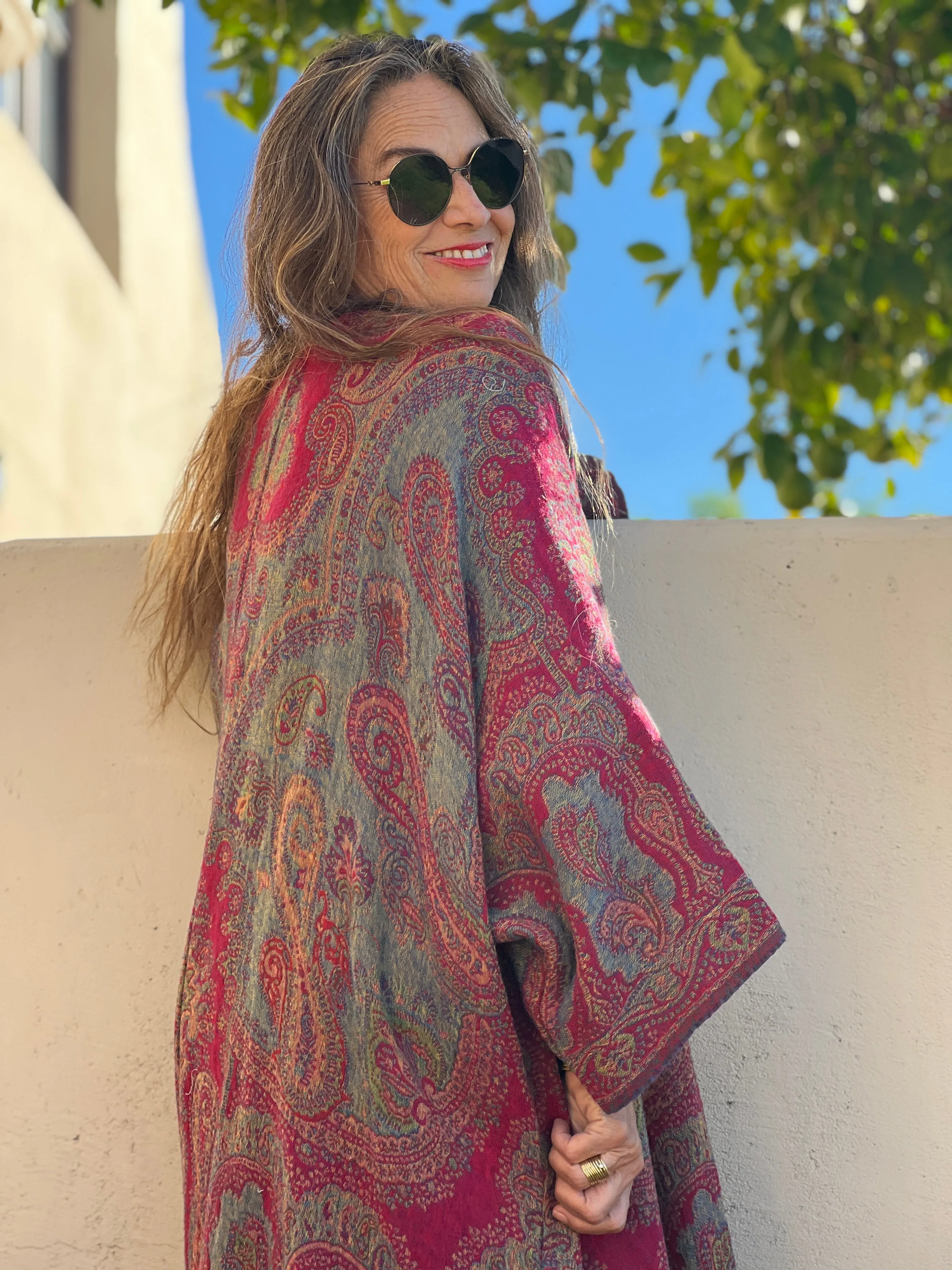 Celesia Paisley Boiled Wool Kimono Coat