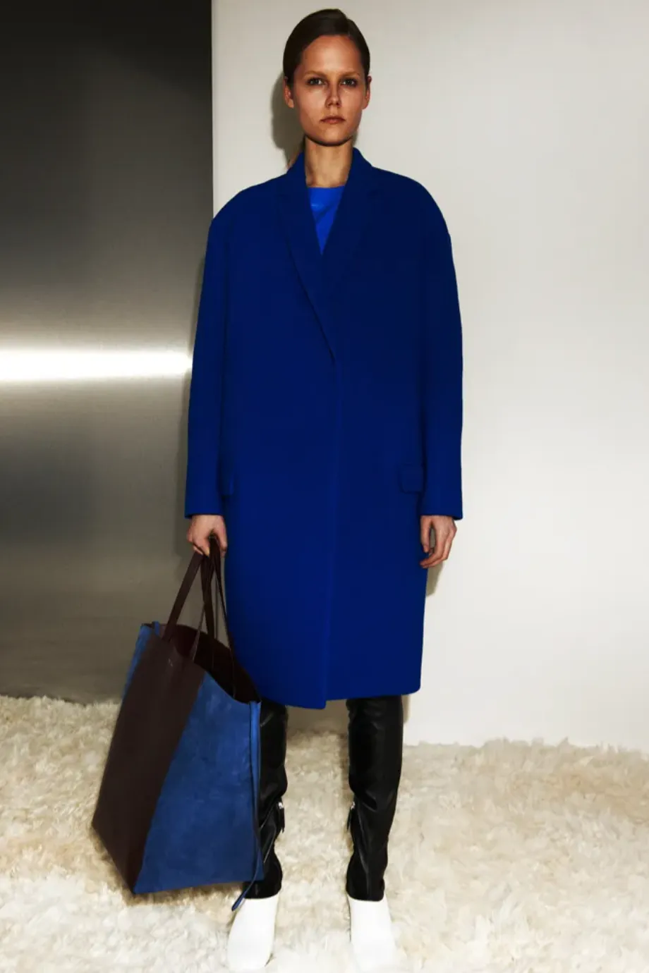 Celine by Phoebe Philo Pre-Fall 2012 Cobalt Blue Lambskin Leather Shift Dress