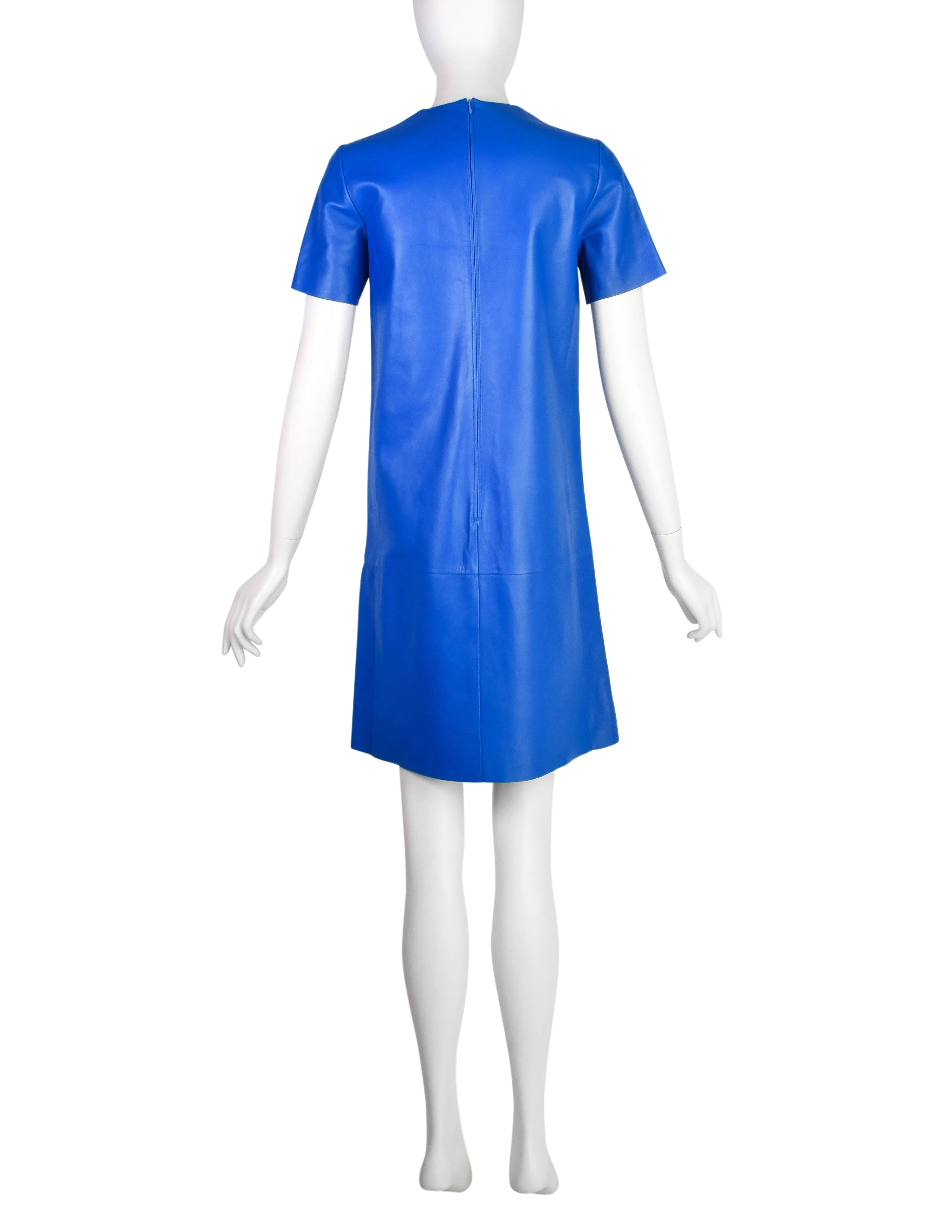 Celine by Phoebe Philo Pre-Fall 2012 Cobalt Blue Lambskin Leather Shift Dress