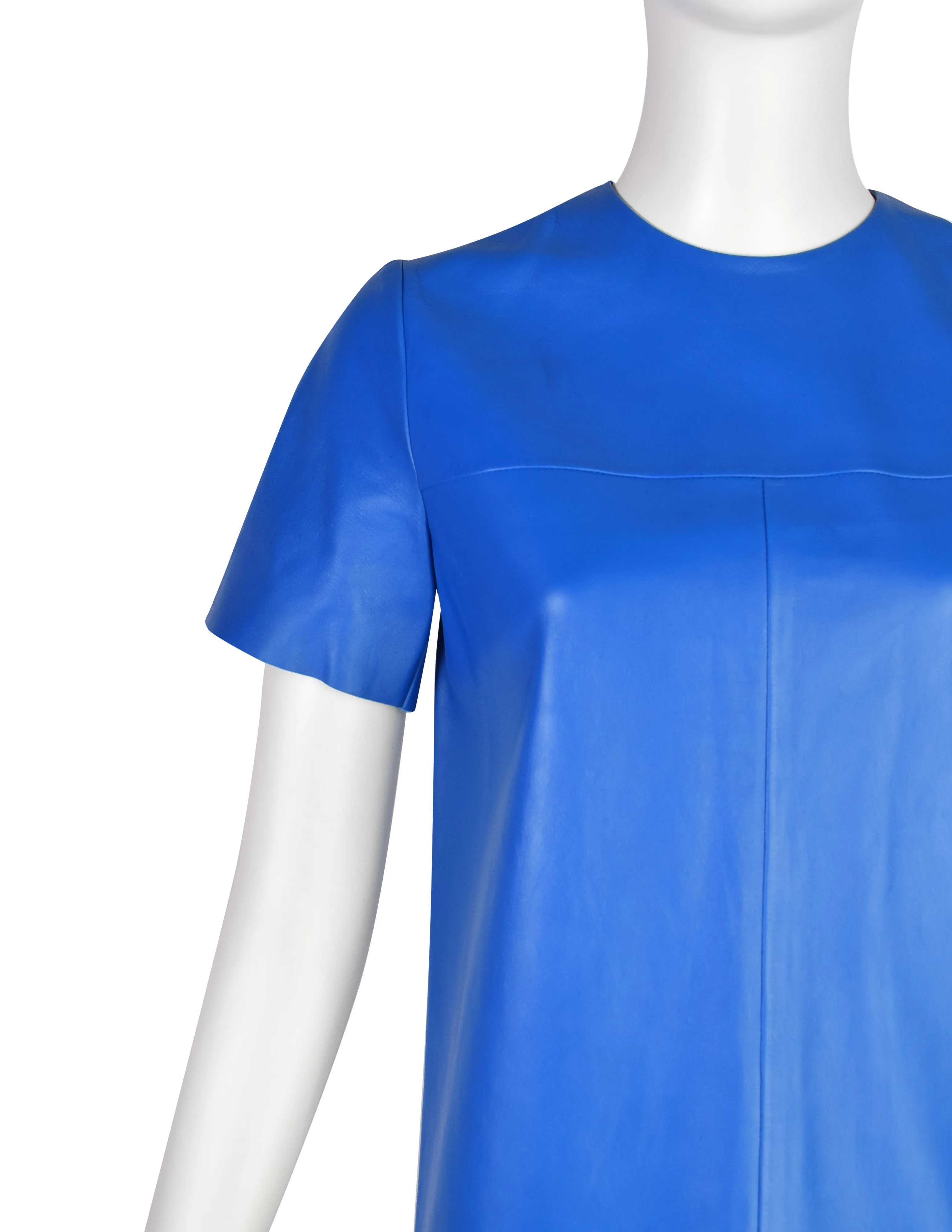 Celine by Phoebe Philo Pre-Fall 2012 Cobalt Blue Lambskin Leather Shift Dress