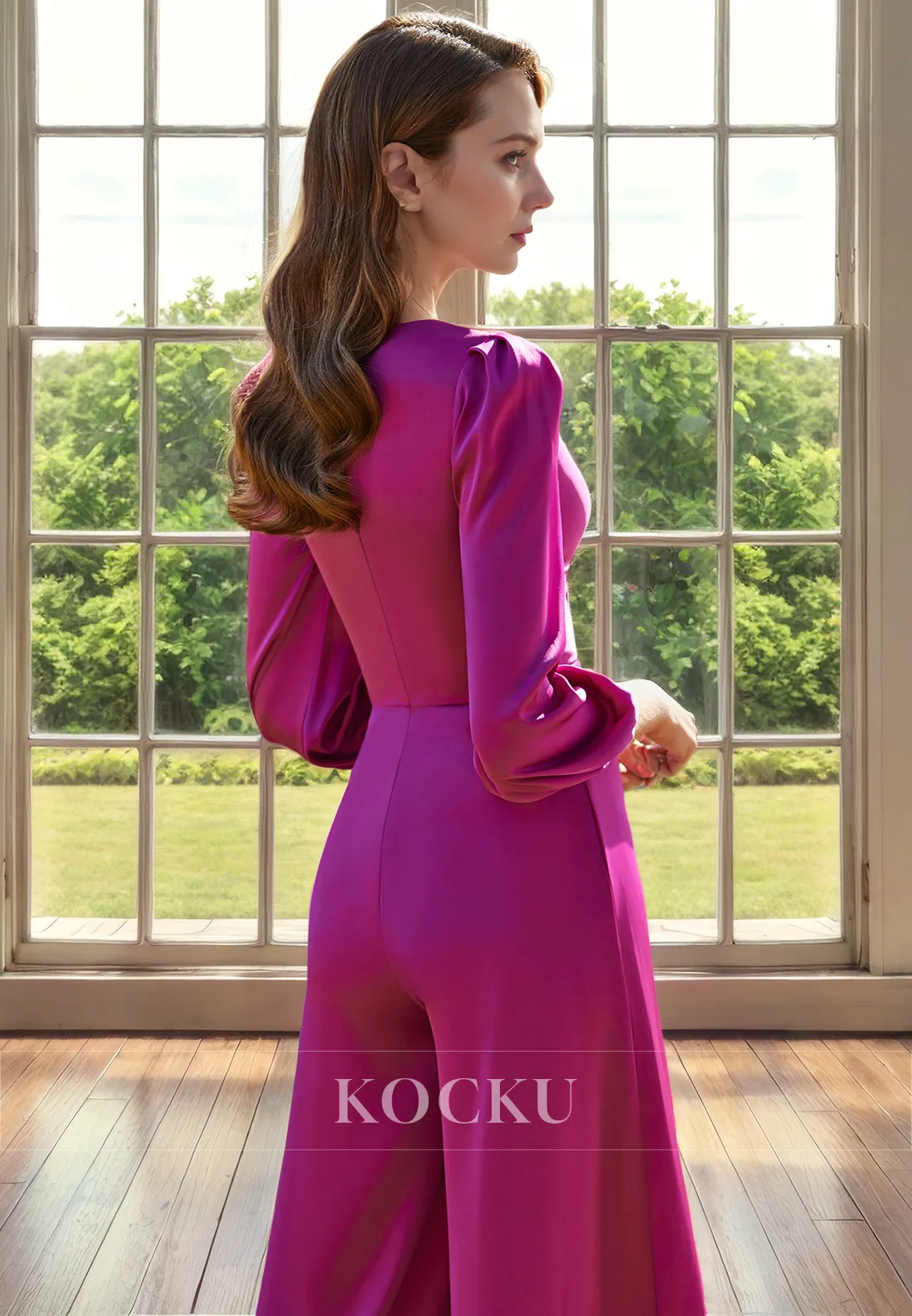 Chic & Modern Long sleeves Satin Cocktail Mother of the Bride Dress