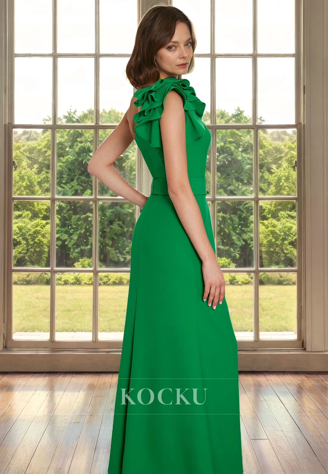 Chic & Modern One Shoulder Sleeveless Sheath Cocktail Mother of the Bride Dress