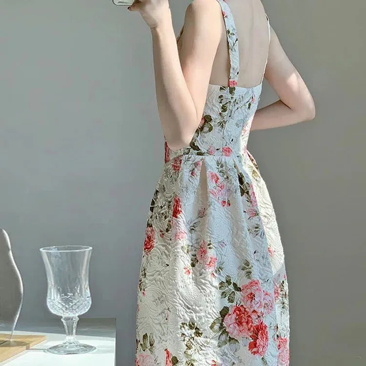 Chic Vintage Floral Print A-line Slip Dress