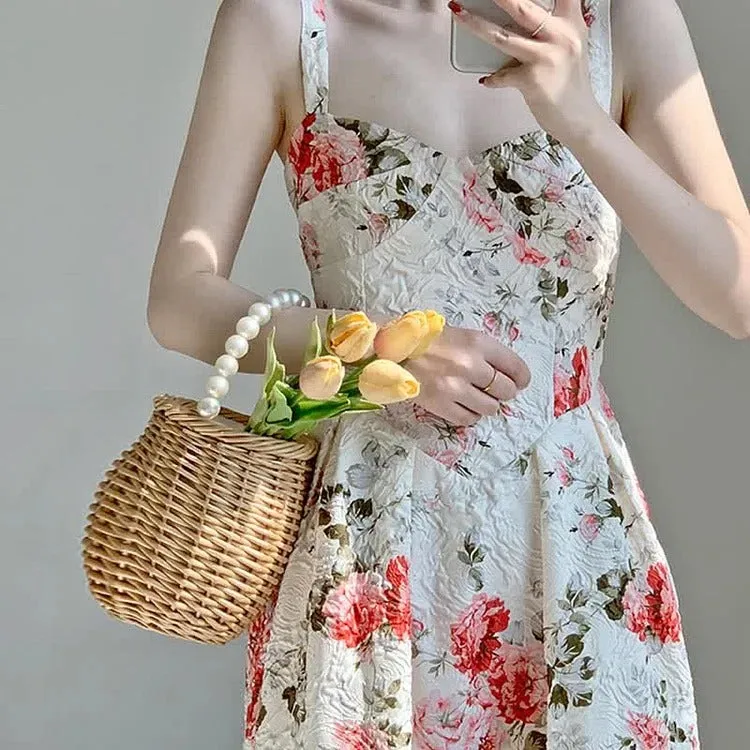 Chic Vintage Floral Print A-line Slip Dress