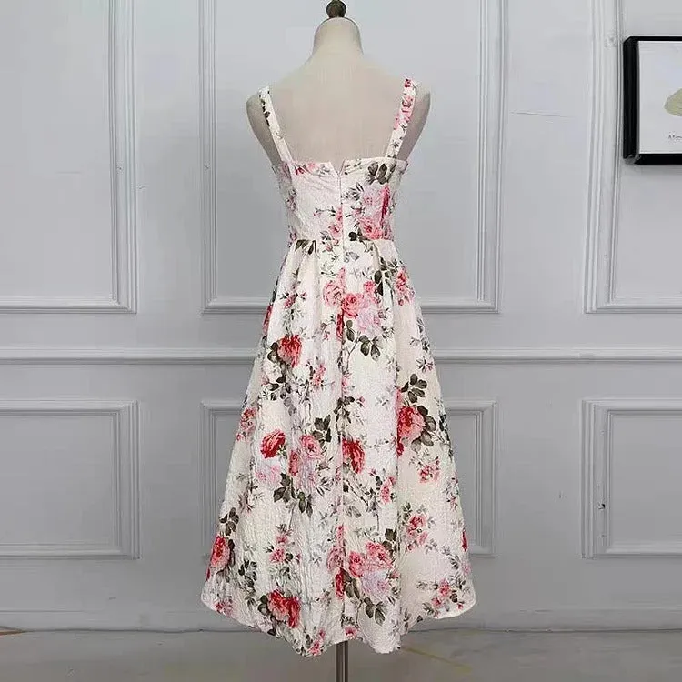 Chic Vintage Floral Print A-line Slip Dress