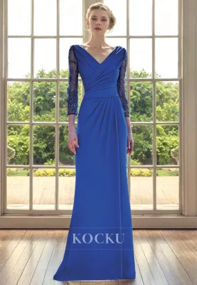 Classic & Timeless V-Neck Appliques Long sleeves Cocktail Mother of the Bride Dress